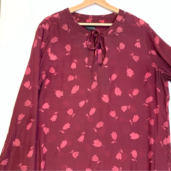 Long Tall Sally Size Red Floral Long Sleeve Blouse Size 14 - Picture 11 of 13